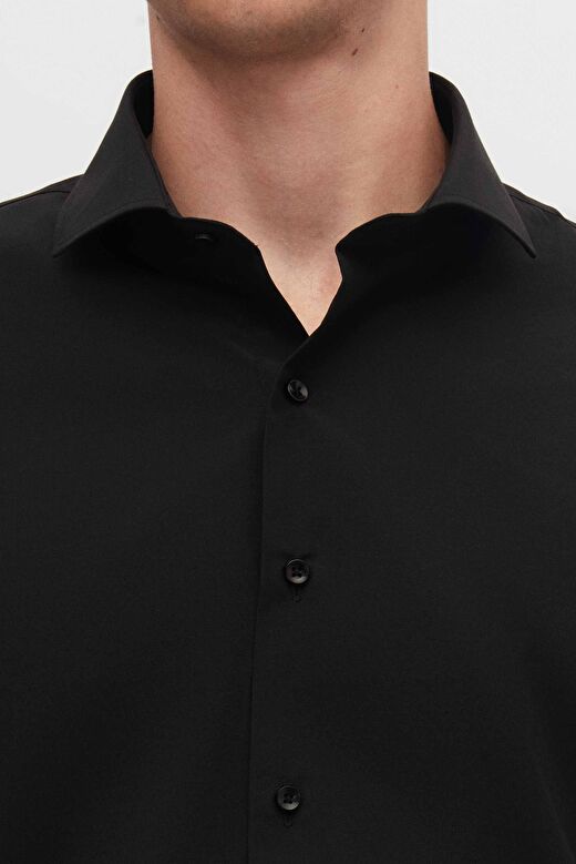 Ds Damat Slim Fit Siyah İtalyan Yaka Dar Kesim Klasik Kravatlık  Uzun Kollu Kolay Ütülenebilir Nefes 2