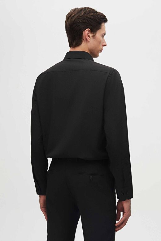 Ds Damat Slim Fit Siyah İtalyan Yaka Dar Kesim Klasik Kravatlık  Uzun Kollu Kolay Ütülenebilir Nefes 4