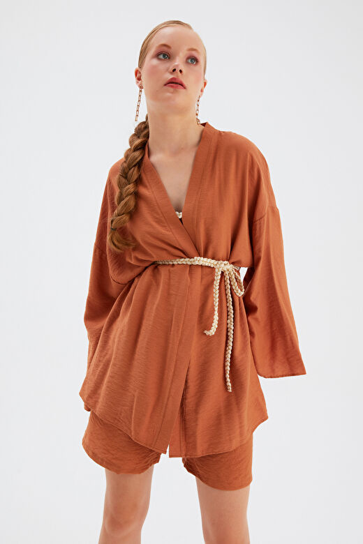Kuşak Detaylı Salaş Kimono - TABA 3