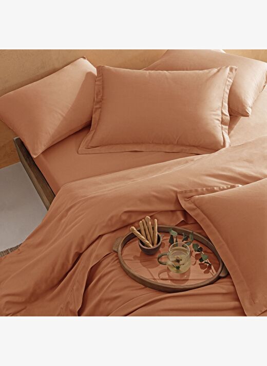 Linens Mix&Match Pamuk Saten Tek Kişilik Saten Nevresim Kılıfı Turuncu 2