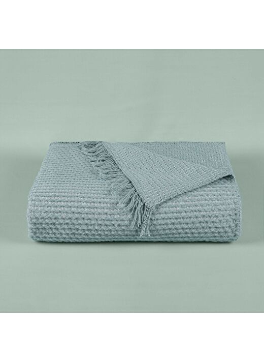 Taç Butik İskandinav Pamuklu Tek Kişilik Battaniye Mint 1