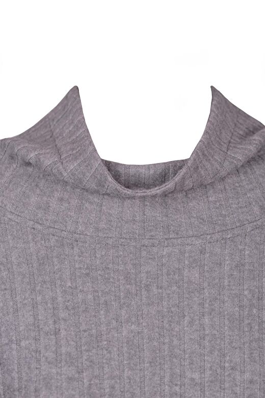  WINTER LOUNGEWEAR DEGAJE YAKA UZUN KOLLU TİŞÖRT GRİ 2