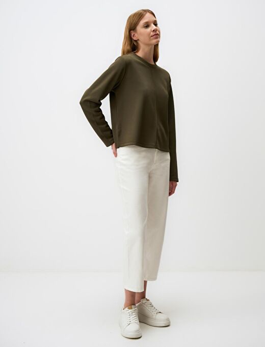Haki Bisiklet Yaka Kısa Basic Sweatshirt 2