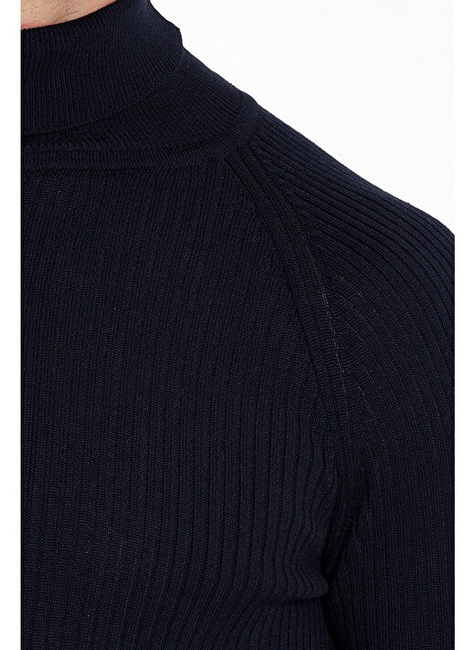 Lacivert Slim Fit  Balıkçı Yaka Triko Kazak 4