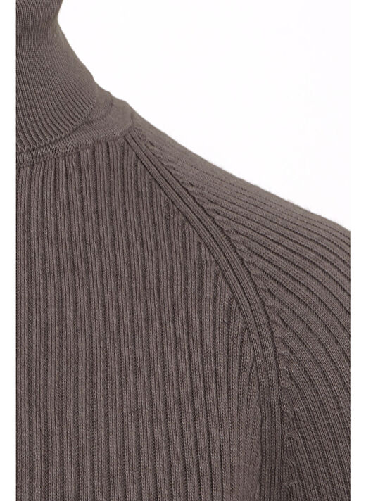 Kahverengi Slim Fit  Balıkçı Yaka Triko Kazak 3