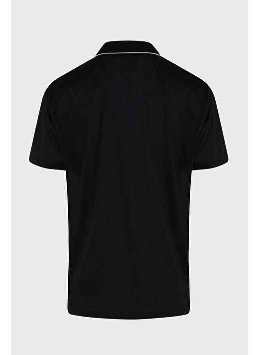 Siyah Regular Fit Düz 100% Pamuk Polo Yaka Tişört  2