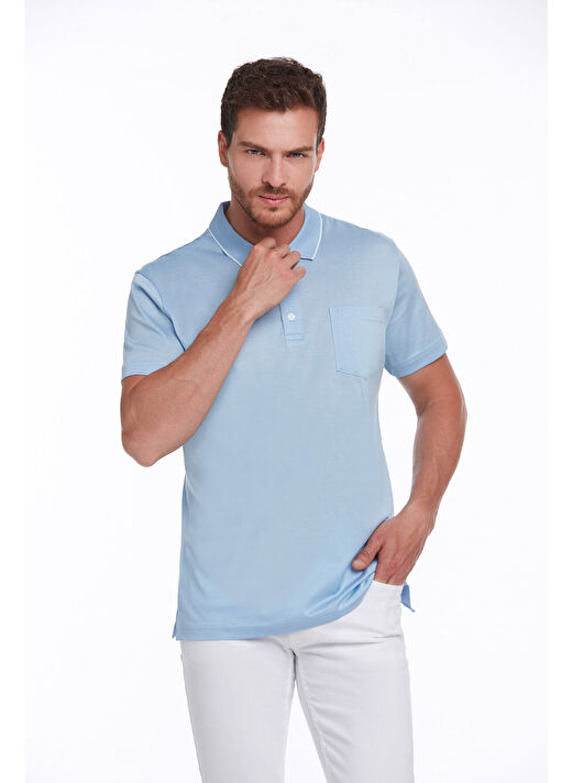 Mavi Regular Fit Düz 100% Pamuk Polo Yaka Tişört  2