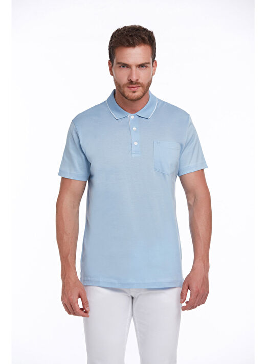 Mavi Regular Fit Düz 100% Pamuk Polo Yaka Tişört  3