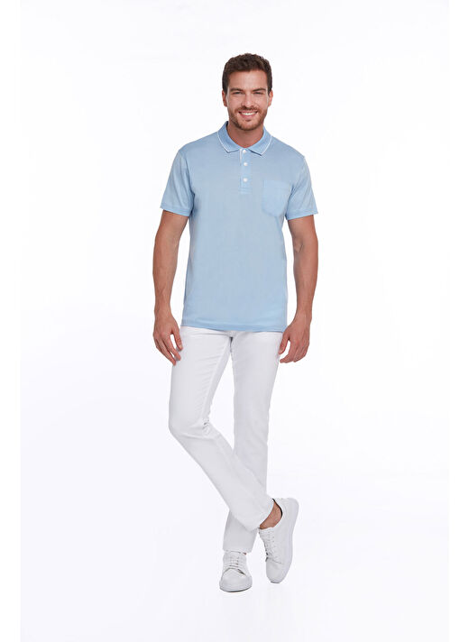 Mavi Regular Fit Düz 100% Pamuk Polo Yaka Tişört  4