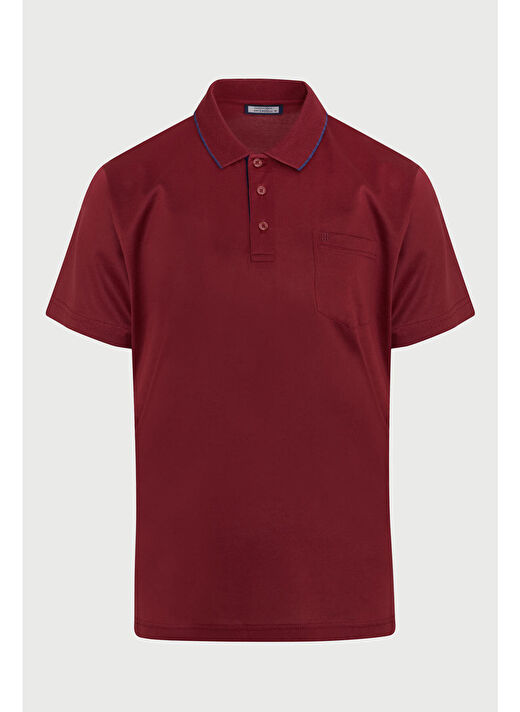 Bordo Regular Fit Düz 100% Pamuk Polo Yaka Tişört  1