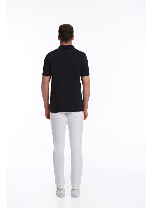 Lacivert Regular Fit Düz 100% Pamuklu Polo Yaka Tişört 2