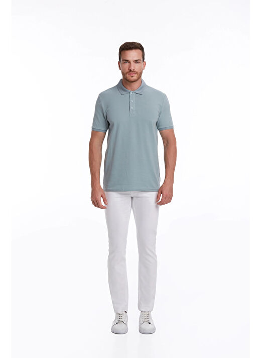 Mavi Regular Fit Düz 100% Pamuklu Polo Yaka Tişört 4