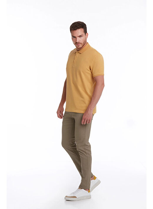 Hardal Regular Fit Düz 100% Pamuklu Polo Yaka Tişört 3