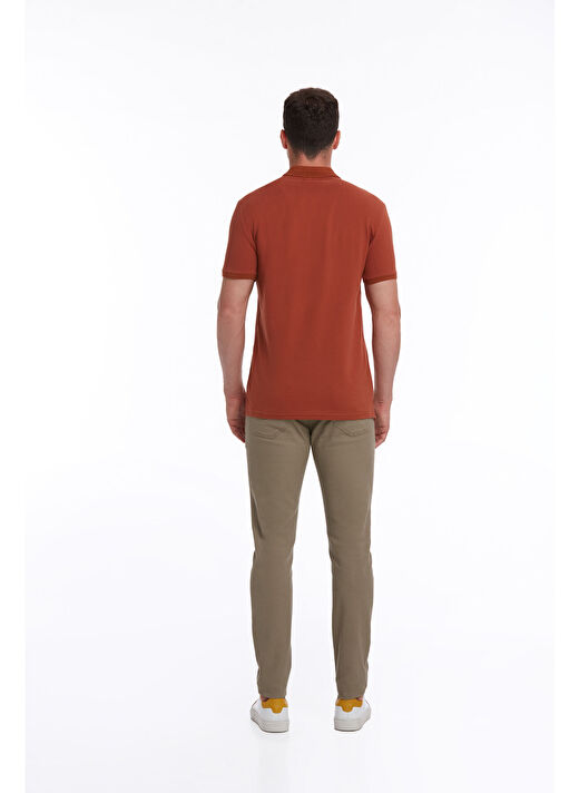 Kahverengi Regular Fit Düz 100% Pamuklu Polo Yaka Tişört 2