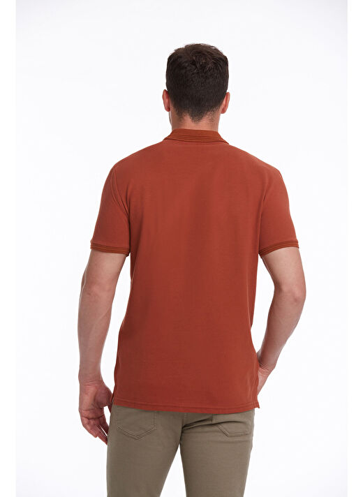 Kahverengi Regular Fit Düz 100% Pamuklu Polo Yaka Tişört 4