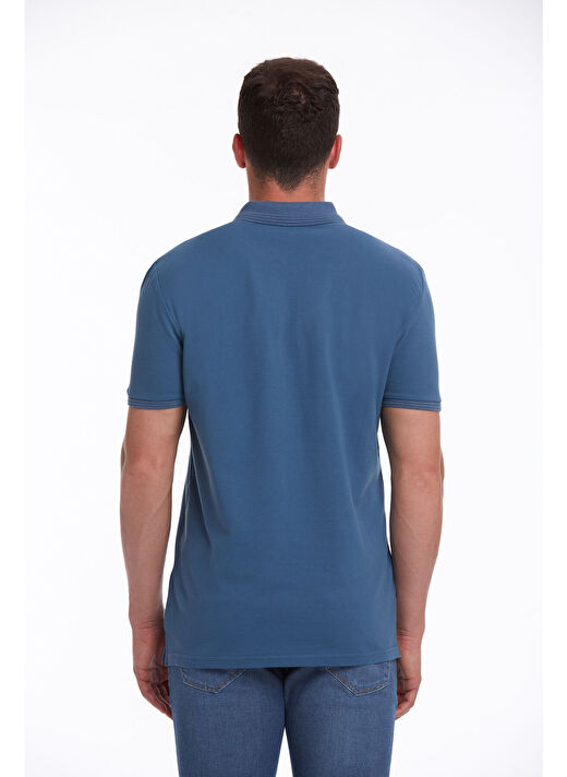 indigo Regular Fit Düz 100% Pamuklu Polo Yaka Tişört 2