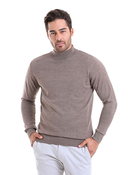 Vizon Comfort Fit Düz Yarım Balıkçı Yaka Yünlü Kazak 2