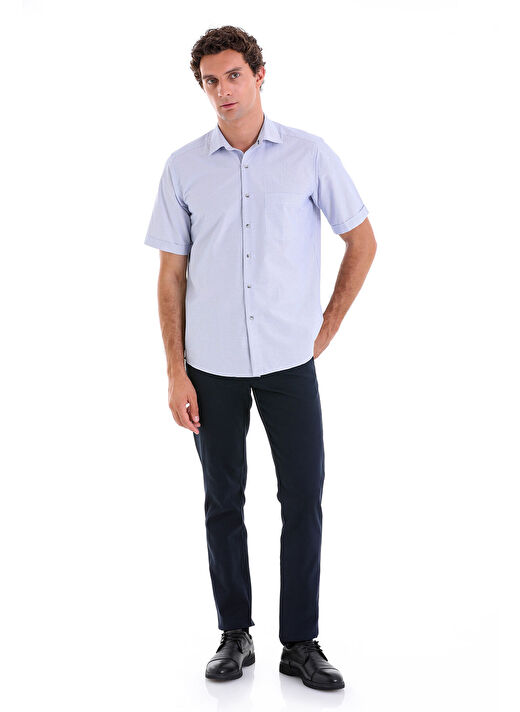 Mavi Regular Fit Kareli Pamuklu Slim Yaka Kısa Kol Klasik Gömlek 4
