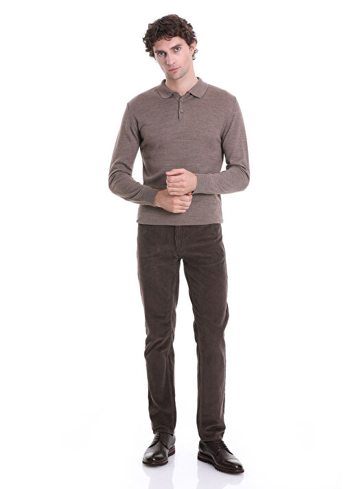 Vizon Regular Fit Düz Polo Yaka Triko Kazak 2