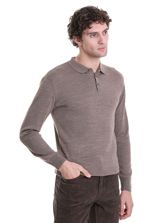 Vizon Regular Fit Düz Polo Yaka Triko Kazak 3