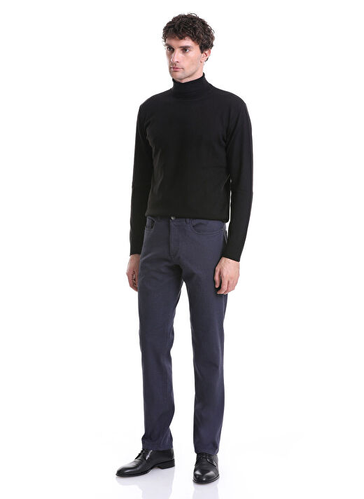 Lacivert Regular Fit Düz 5 Cep Pamuklu Kot Pantolon 2