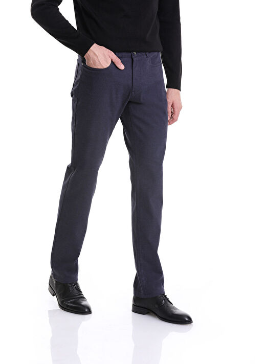 Lacivert Regular Fit Düz 5 Cep Pamuklu Kot Pantolon 3