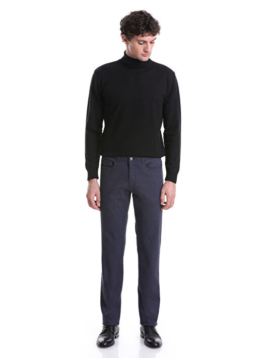 Lacivert Regular Fit Düz 5 Cep Pamuklu Kot Pantolon 4