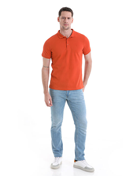 Kiremit Regular Fit Düz 100% Pamuklu Polo Yaka Tişört 2