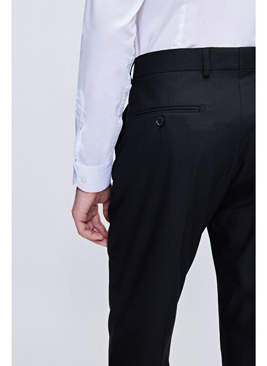 Siyah Comfort Fit Desenli Mono Yaka Klasik Takım Elbise 3