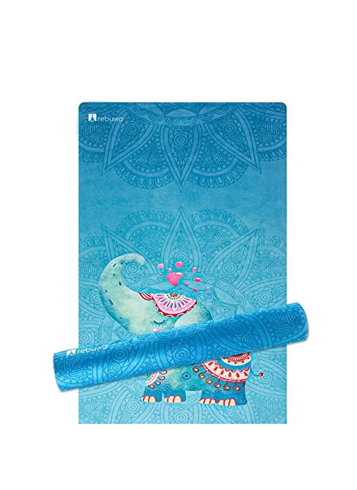 Mavi Fil Desenli, Kaymaz 4mm Doğal Süet Çocuk Yoga – Eğlenceli & Dayanıklı Blue Elephant, Kids Yoga 2