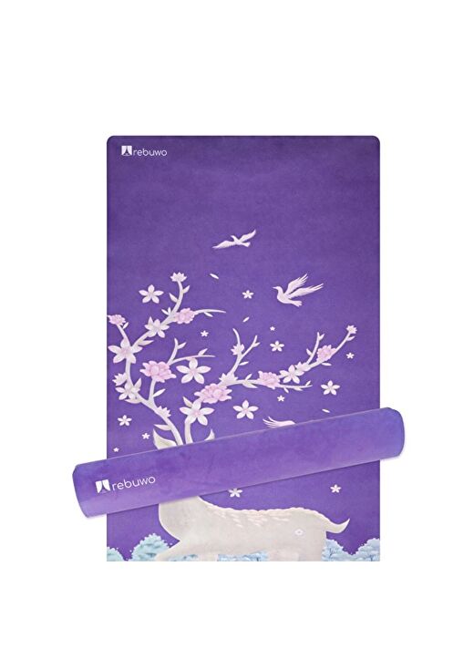 Rebuwo Mor Geyik Desenli, Kaymaz 4mm Doğal Kauçuk Süet Çocuk Yoga ve Pilates Matı  2