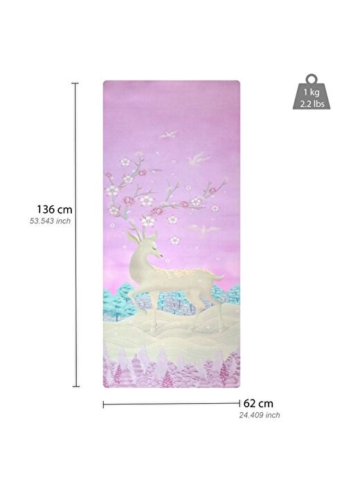 Rebuwo Pembe Geyik Desenli, Kaymaz 4mm Doğal Kauçuk Süet Çocuk Yoga ve Pilates Matı  3