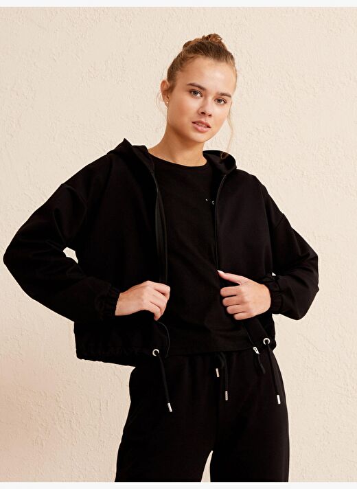 Siyah Oversize Pamuklu Sweatshirt 4