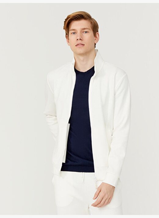 Ekru Slim Fit Pamuklu Sweatmont 1