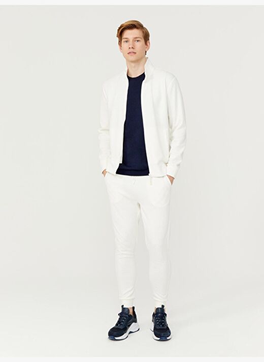 Ekru Slim Fit Pamuklu Sweatmont 2