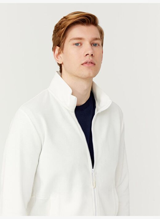 Ekru Slim Fit Pamuklu Sweatmont 3