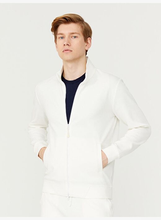 Ekru Slim Fit Pamuklu Sweatmont 4