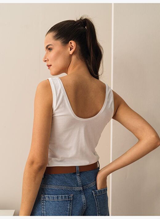 Beyaz Regular Fit Pamuklu Atlet 4