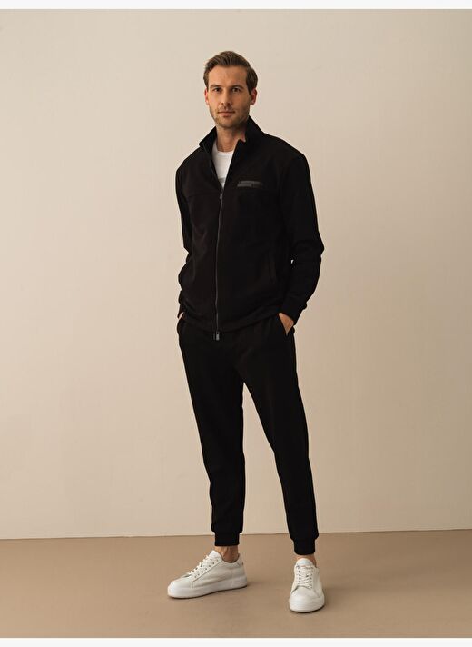 Siyah Slim Fit Pamuklu Sweatmont 2