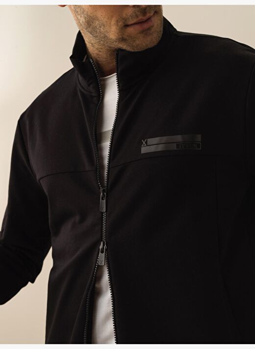 Siyah Slim Fit Pamuklu Sweatmont 3