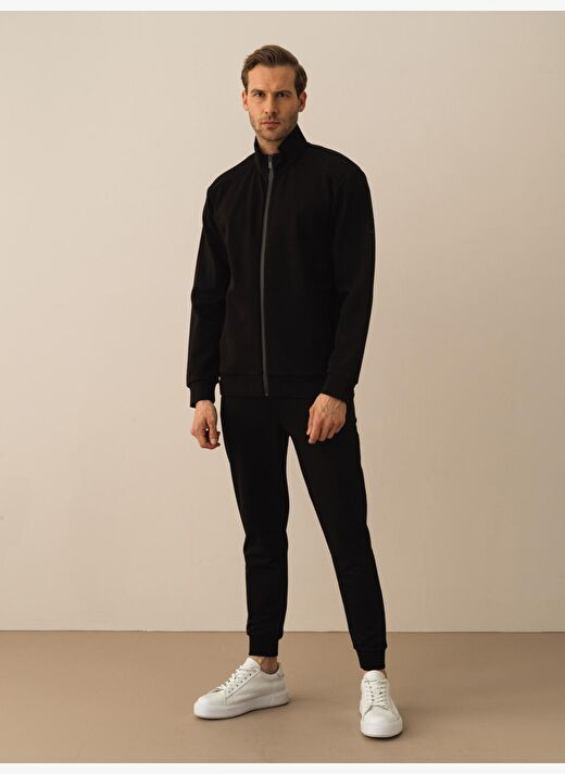 Siyah Regular Fit Pamuklu Sweatmont 2