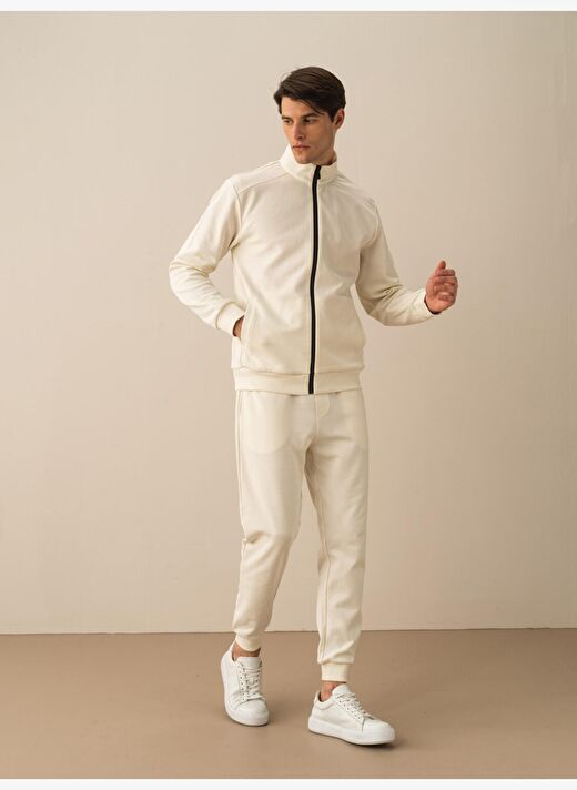 Ekru Regular Fit Pamuklu Sweatmont 2