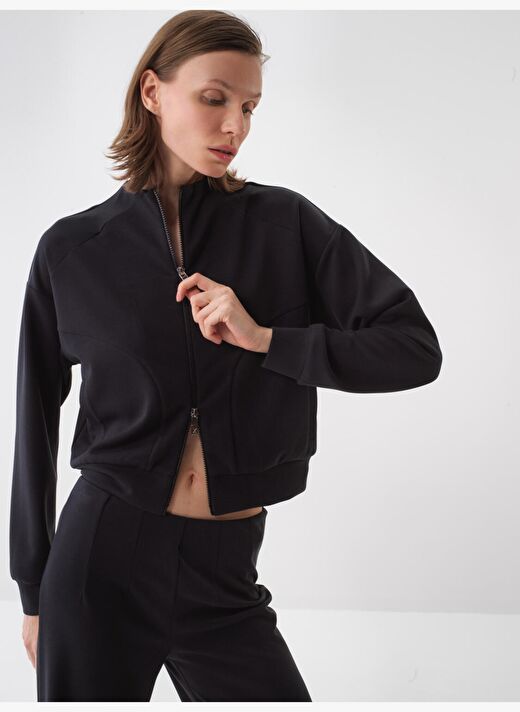 Siyah Oversize Modal Sweatmont 3