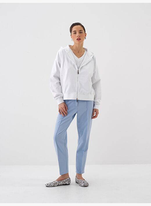 Beyaz Oversize Pamuklu Sweatmont 2