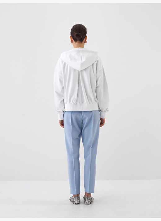 Beyaz Oversize Pamuklu Sweatmont 4