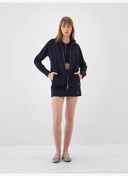 Lacivert Oversize Pamuklu Sweatmont 2