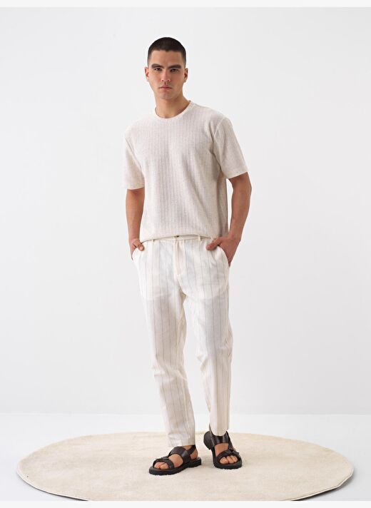 Naturel Regular Fit Keten Pantolon 2