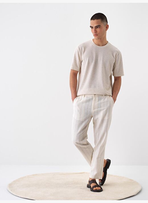 Naturel Regular Fit Keten Pantolon 3