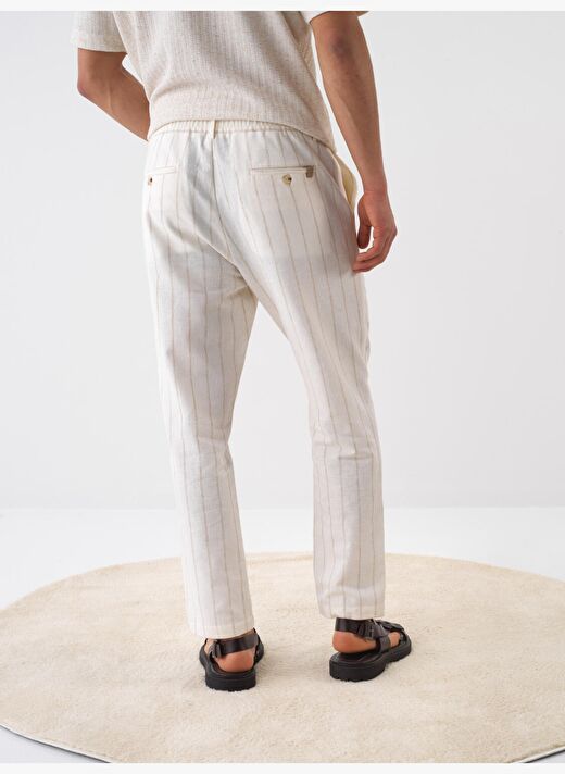 Naturel Regular Fit Keten Pantolon 4