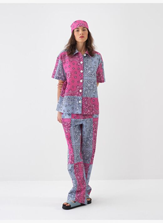 Pembe Oversize Pamuklu Pantolon 2